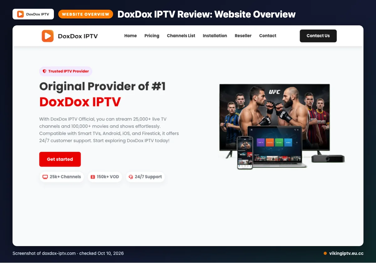 DoxDox IPTV homepage