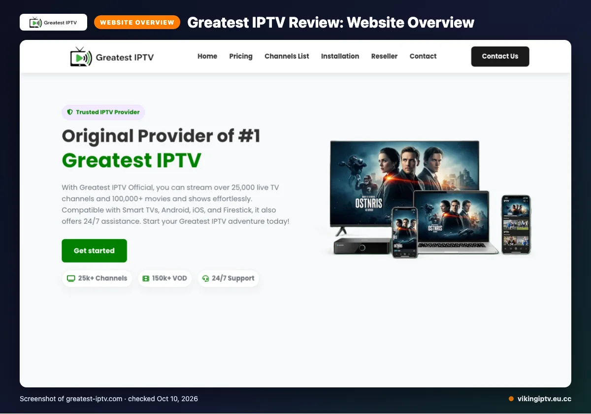Greatest IPTV homepage
