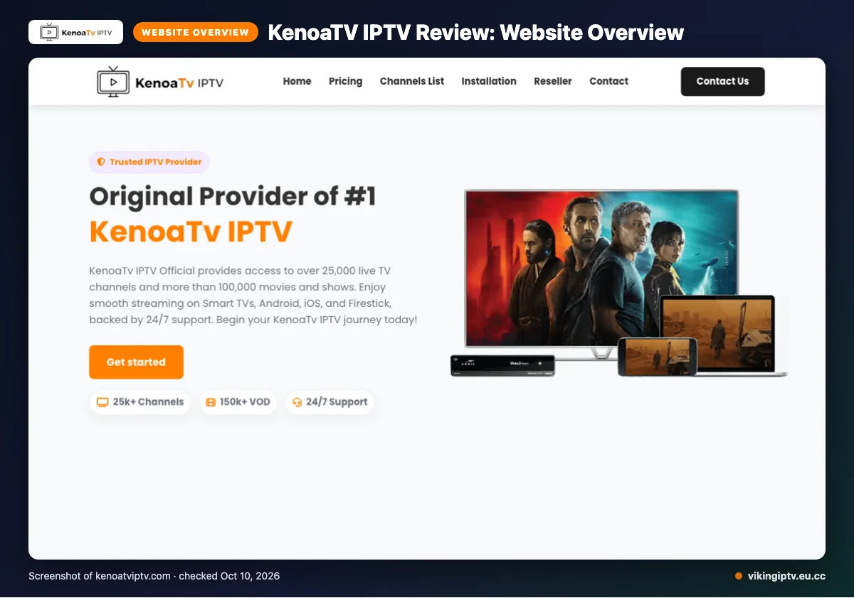 KenoaTV IPTV homepage