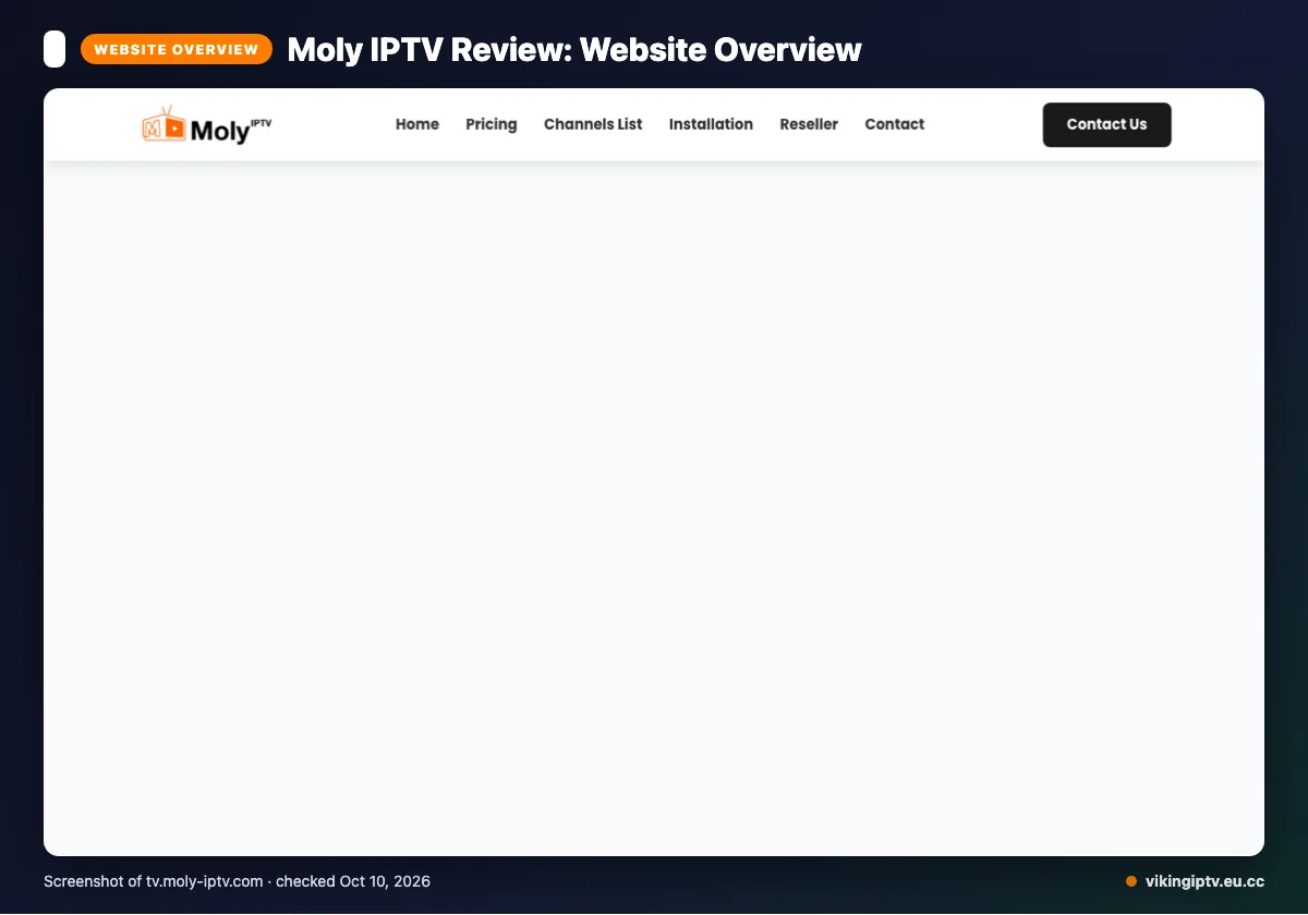 Moly IPTV homepage